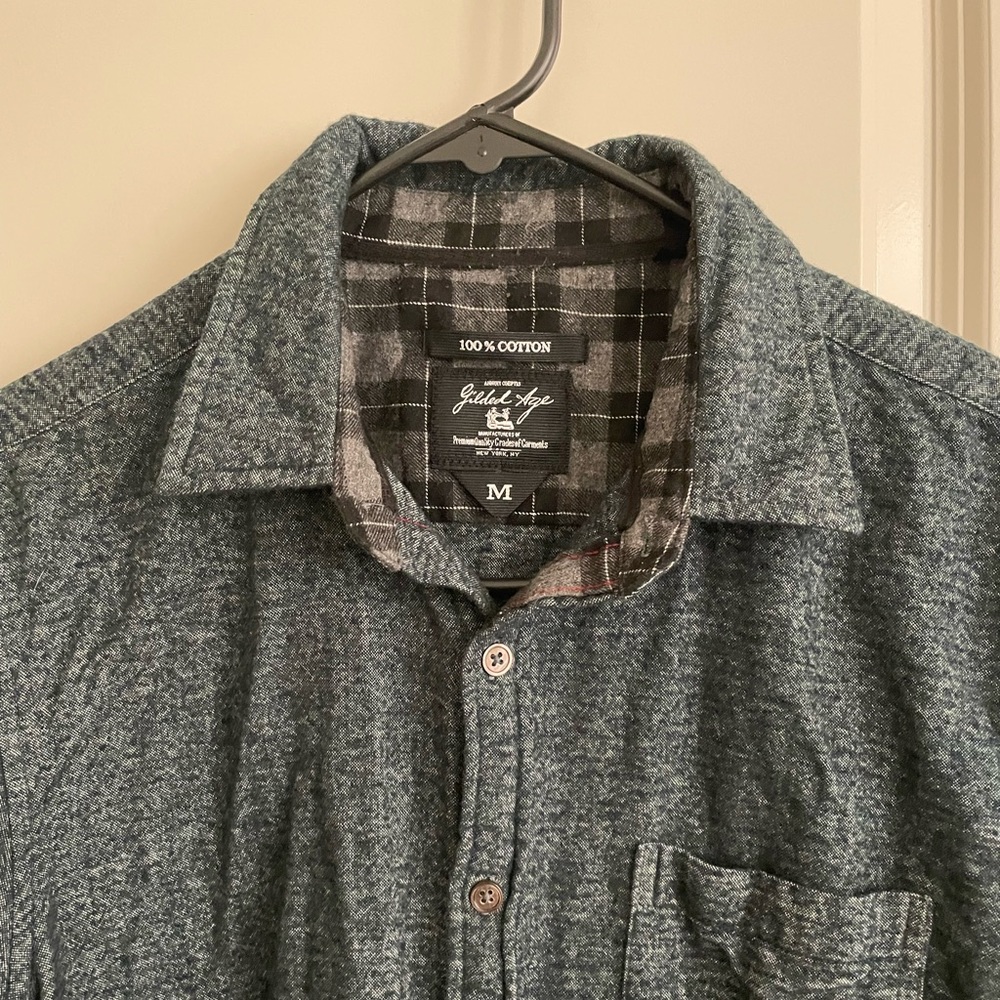 Gilded Age flannel shirt Blue green Button Down Size M